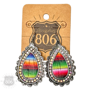 Western serape teardrop earring