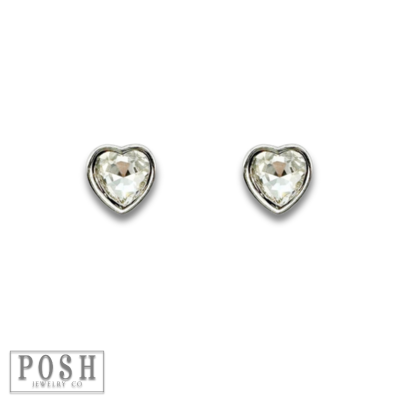Rhinestone heart stud earring