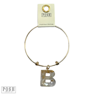Monogram letter on gold bangle bracelet