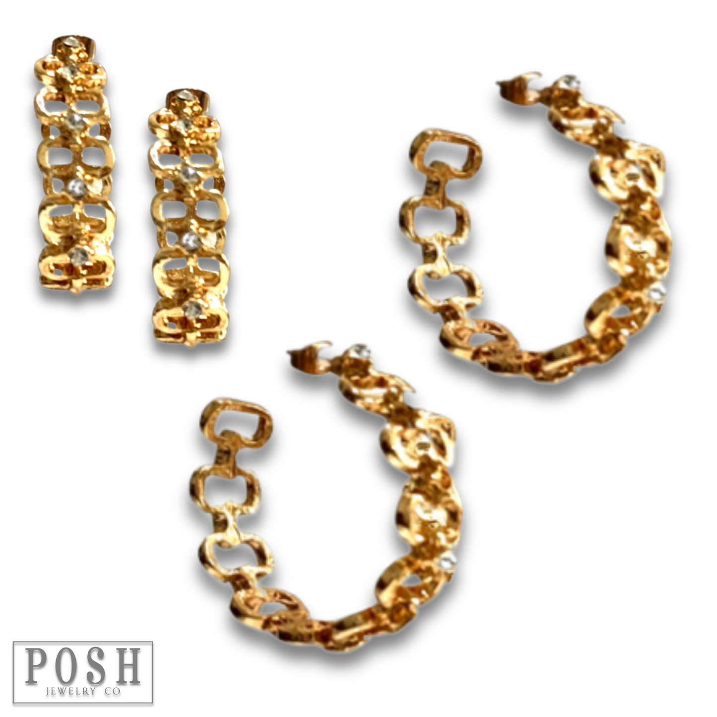Gold link hoop earring