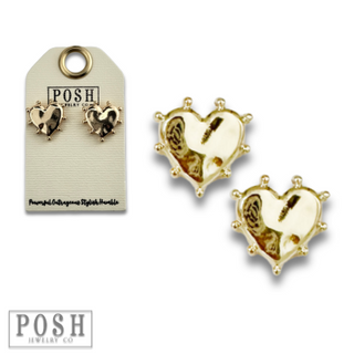 Studded heart post earring