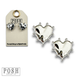Studded heart post earring