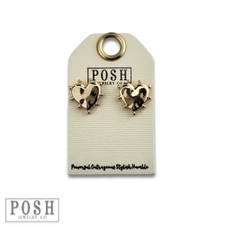 Studded heart post earring
