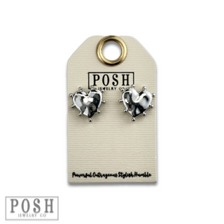 Studded heart post earring