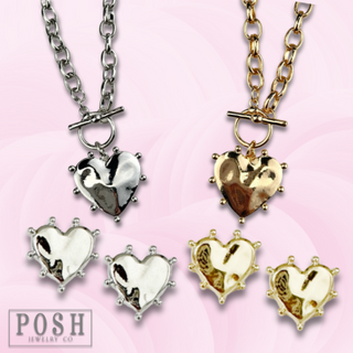 Studded heart post earring