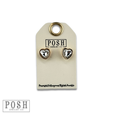 Rhinestone heart stud earring