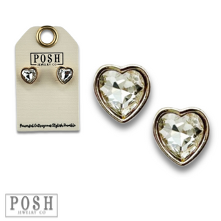 Rhinestone heart stud earring