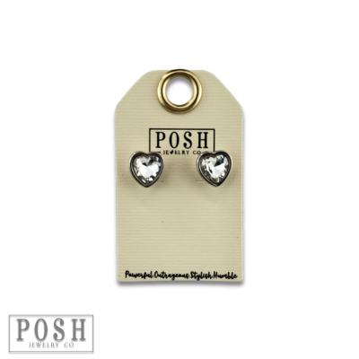 Rhinestone heart stud earring