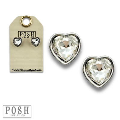 Rhinestone heart stud earring