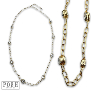 Clear crystal charm long necklace