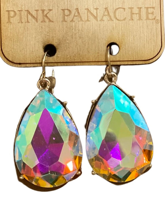 Large teardrop rhinestone charm earring