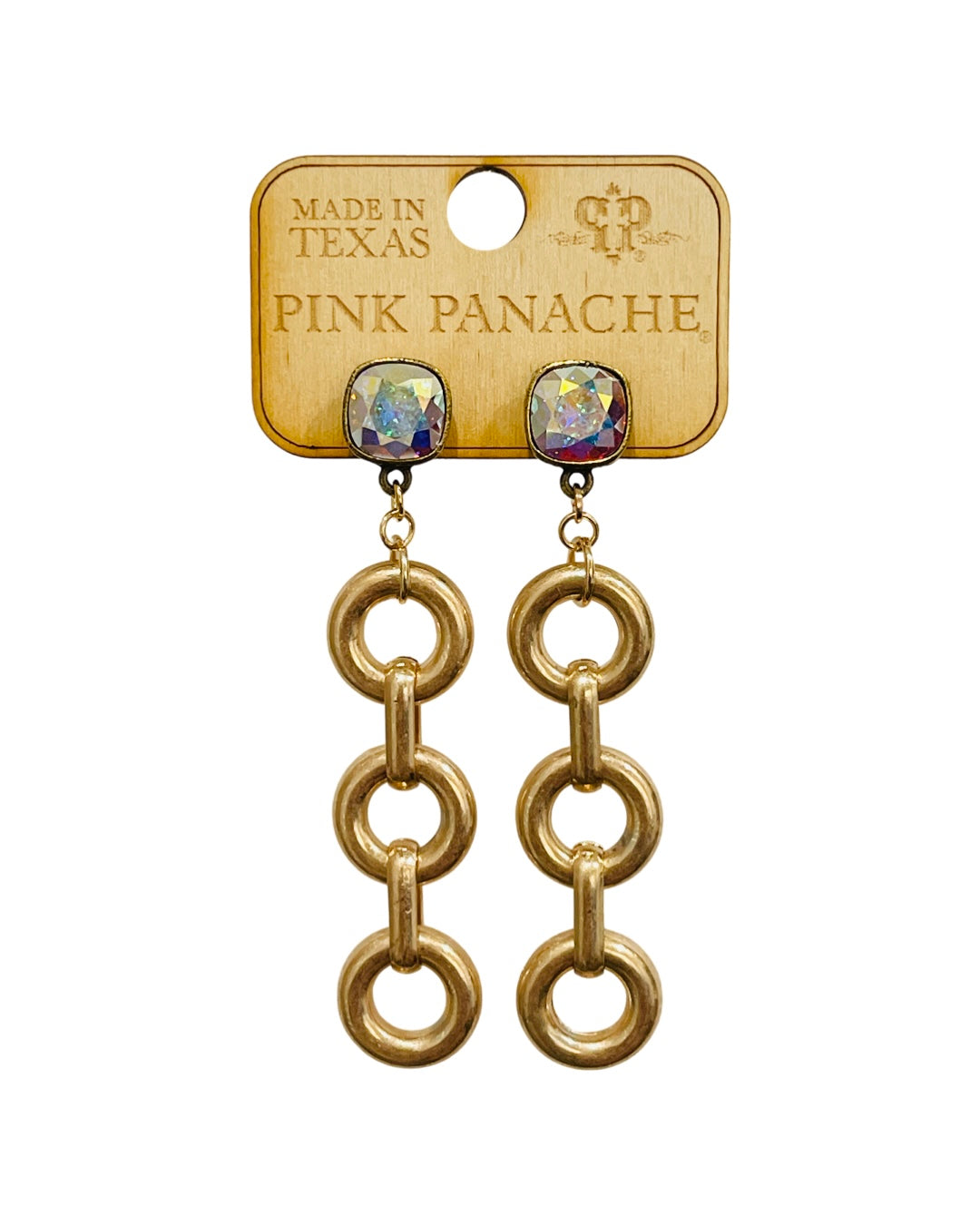 Triple matte finish circle earring with Austrian crystal