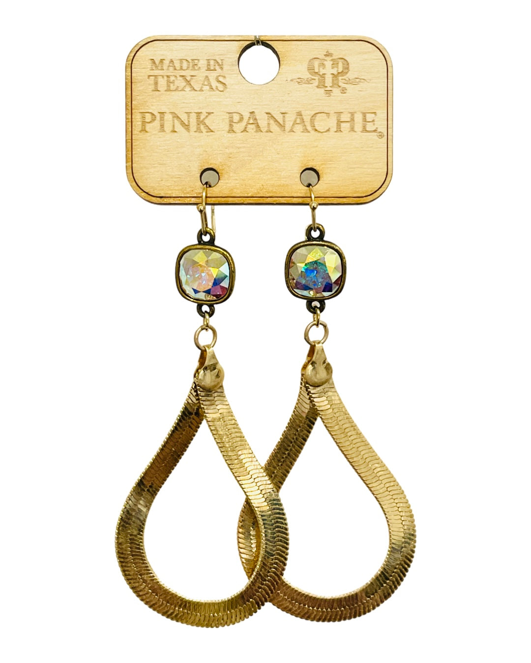 Snake chain teardrop earring with Austrian crystal