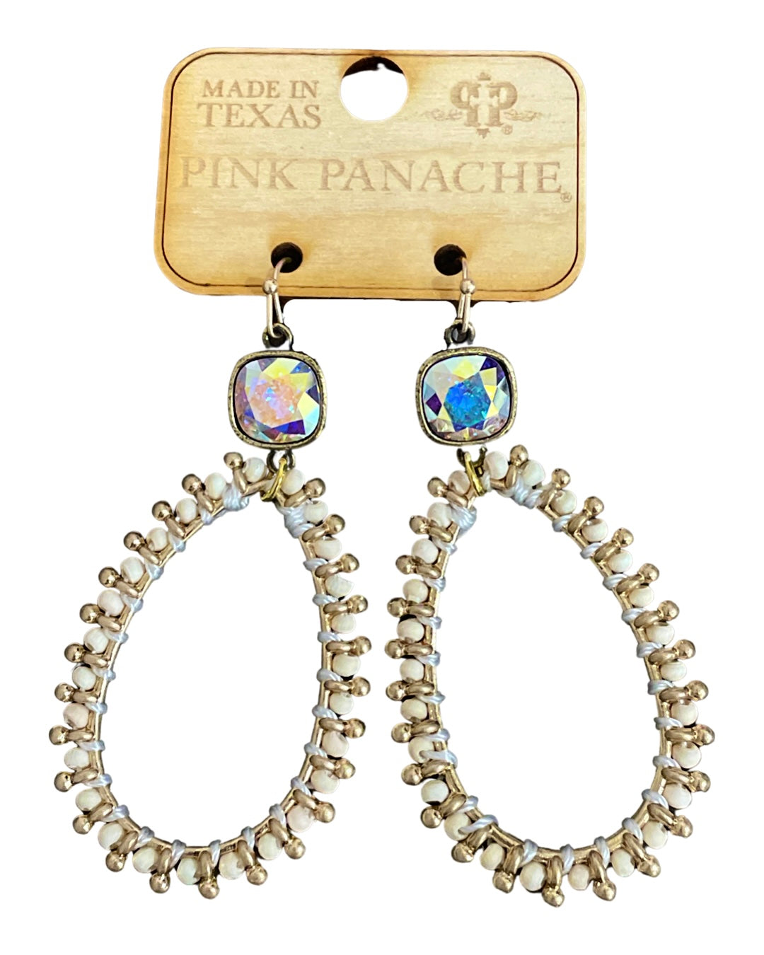 Thread wapped bead teardrop earring with Austrian crystal
