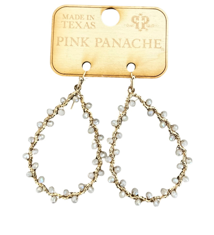 Faceted bead wrapped teardrop earring