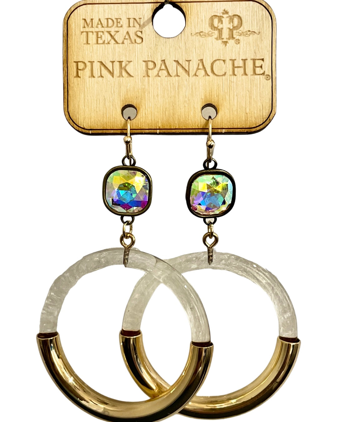 Large acrylic circle earring, Austrian crystal