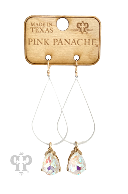 Open colorful teardrop charm earring