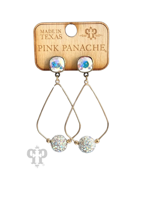 Pave rhinestone bead teardrop earring with Austrian crystal