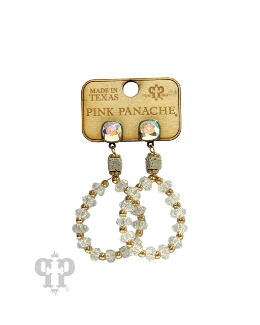 Crackle glass and stone earring, Austrian crystal