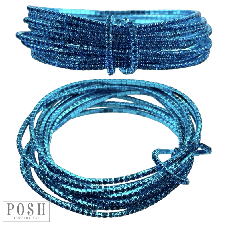 Tiny rhinestone stretch bracelet set