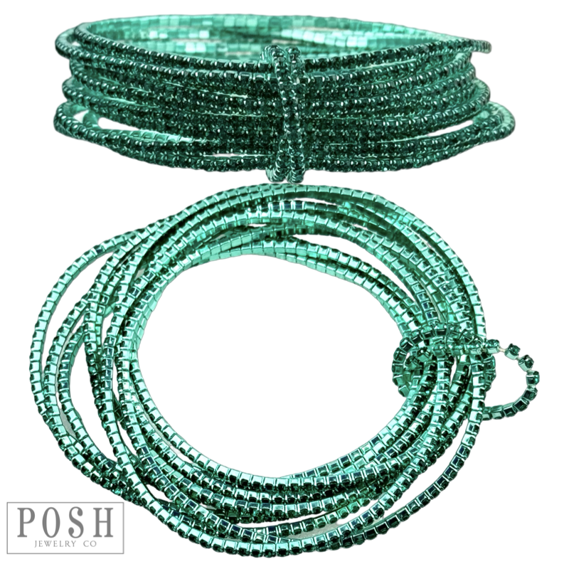 Tiny rhinestone stretch bracelet set