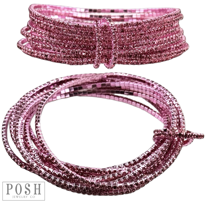 Tiny rhinestone stretch bracelet set