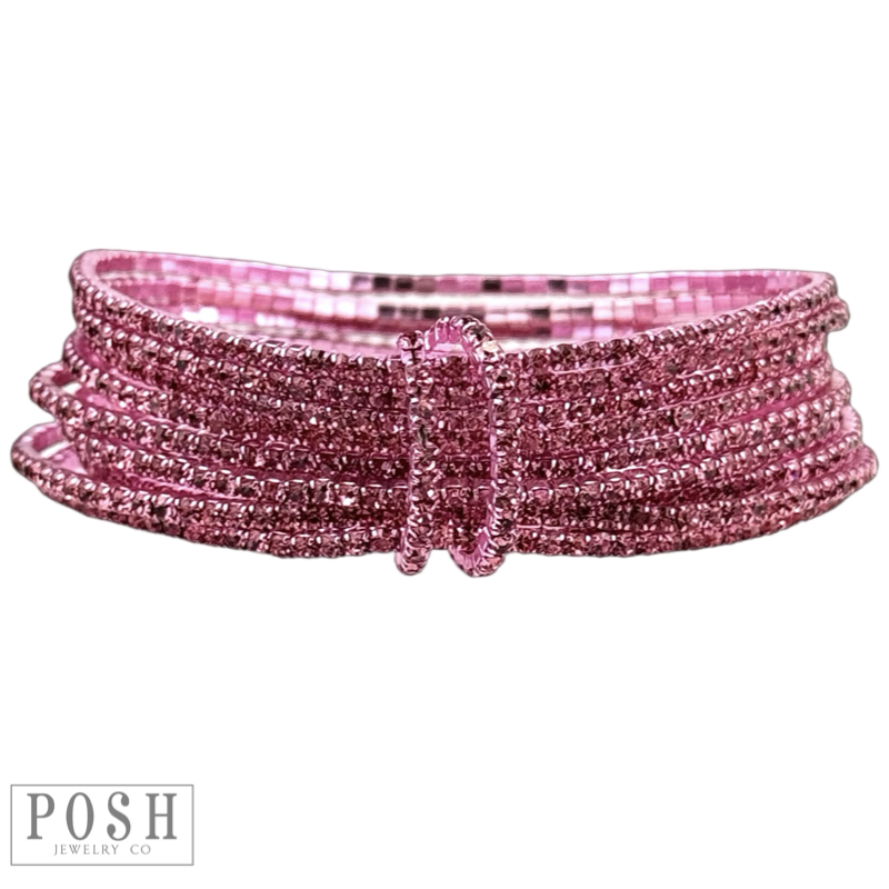 Tiny rhinestone stretch bracelet set