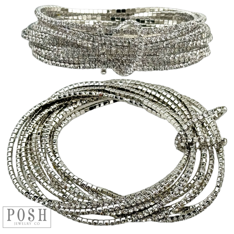Tiny rhinestone stretch bracelet set