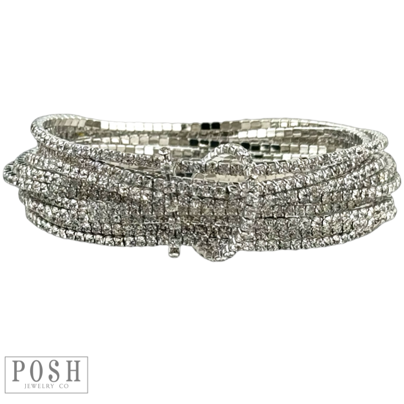 Tiny rhinestone stretch bracelet set