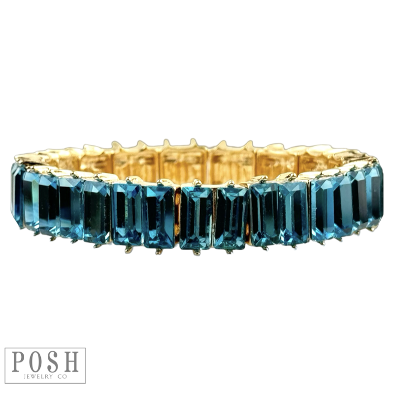 Double rectangle rhinestone bracelet