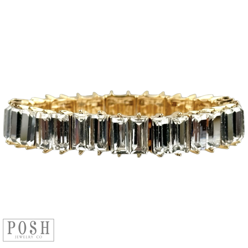 Double rectangle rhinestone bracelet