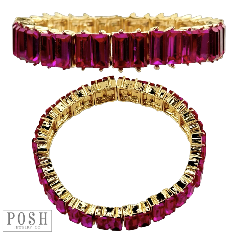 Double rectangle rhinestone bracelet