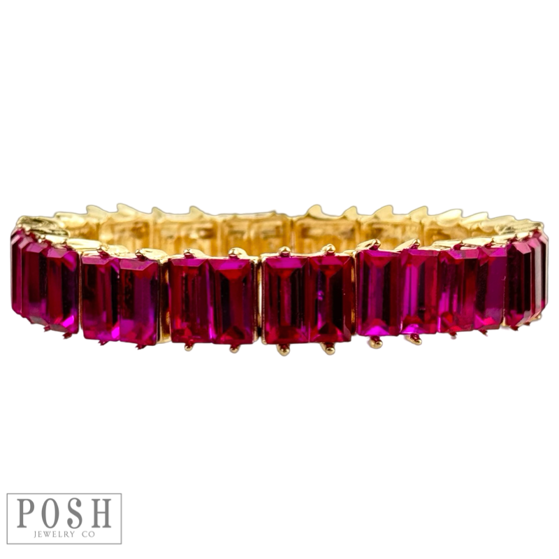 Double rectangle rhinestone bracelet