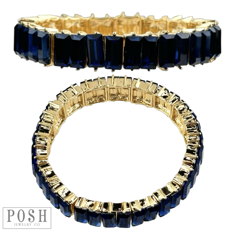 Double rectangle rhinestone bracelet
