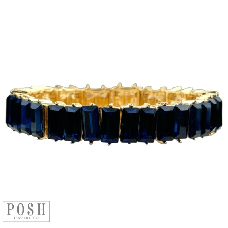 Double rectangle rhinestone bracelet