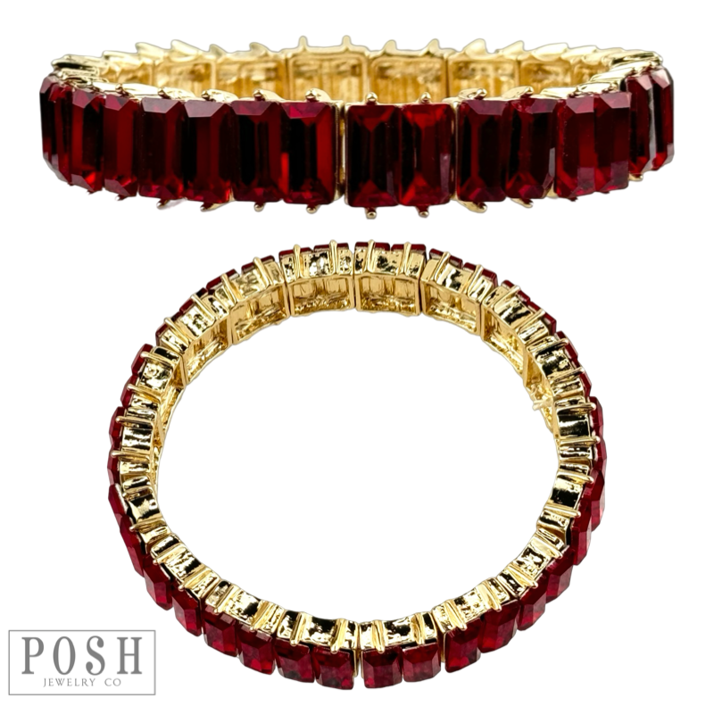 Double rectangle rhinestone bracelet