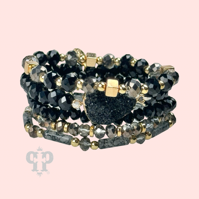 Five strand druzy bracelet set