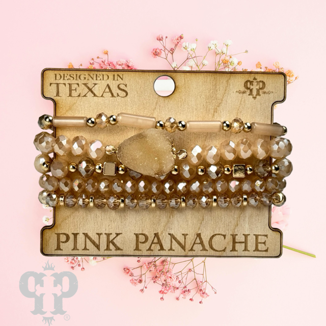 Five strand druzy bracelet set