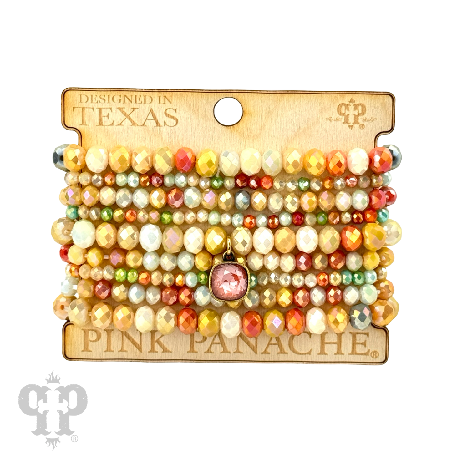 Nine strand faceted bead bracelet set with Austrian crystal