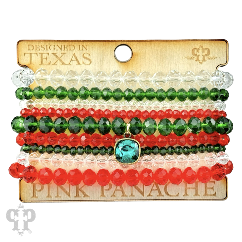 Nine strand faceted bead bracelet set with Austrian crystal