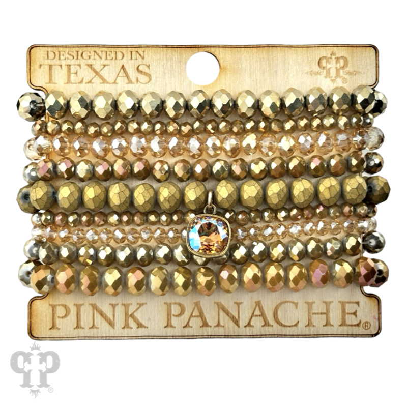 Nine strand faceted bead bracelet set with Austrian crystal