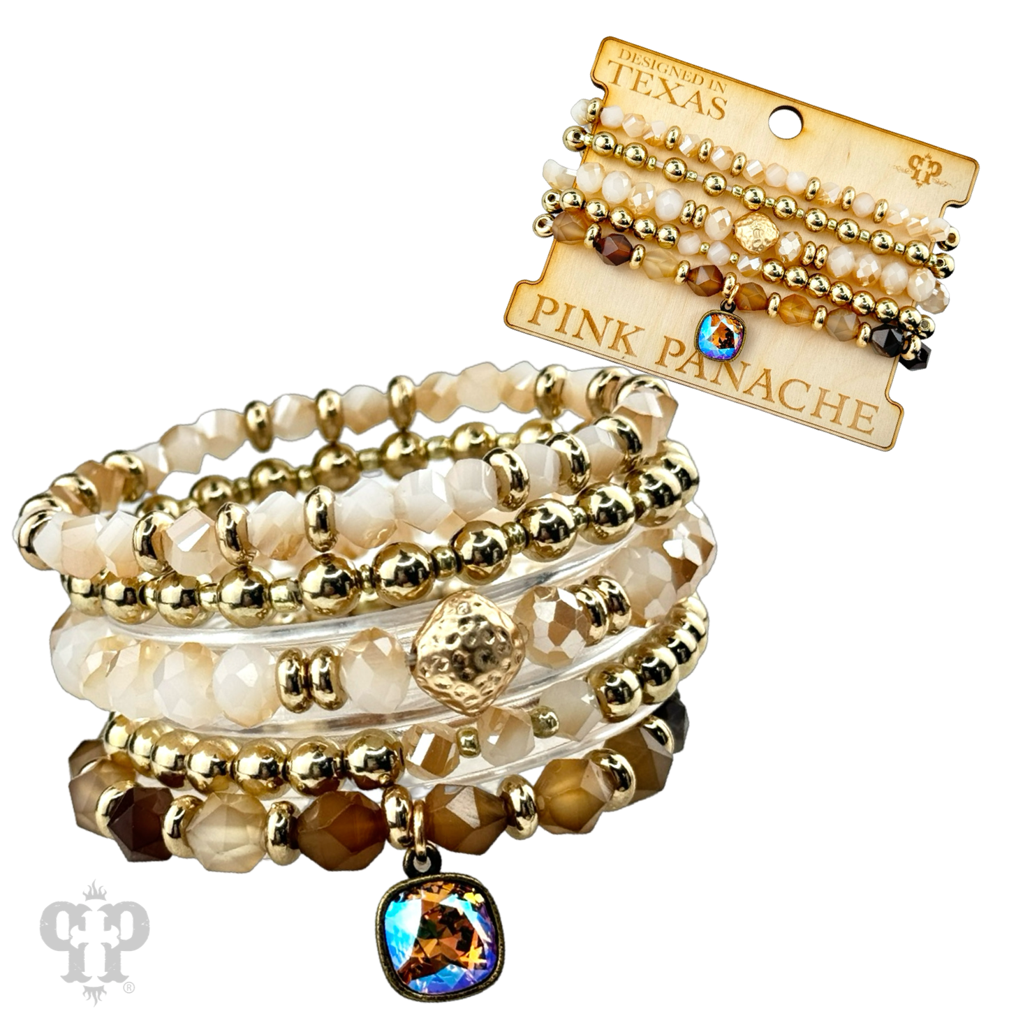 Faceted and round beaded bracelet with Austrian crystal