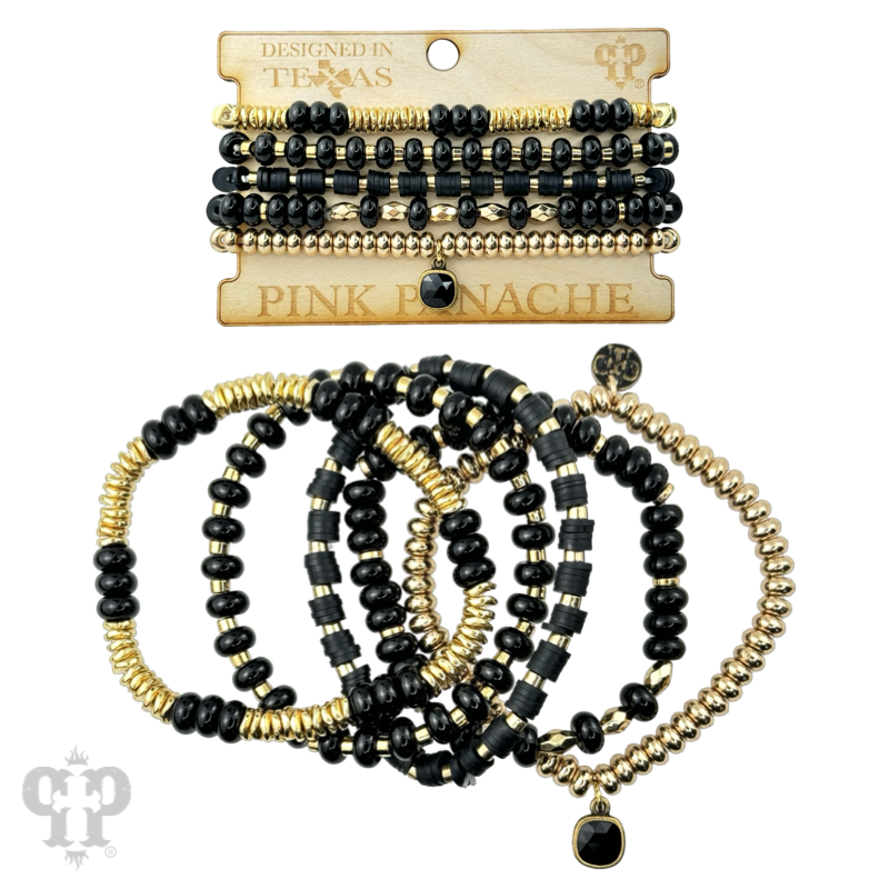 Five strand mixed shape bracelet set with Austrian crystal