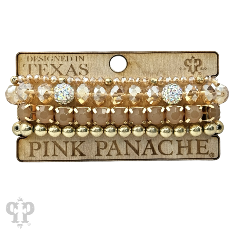 Coffee color and gold crystal beaded bracelet