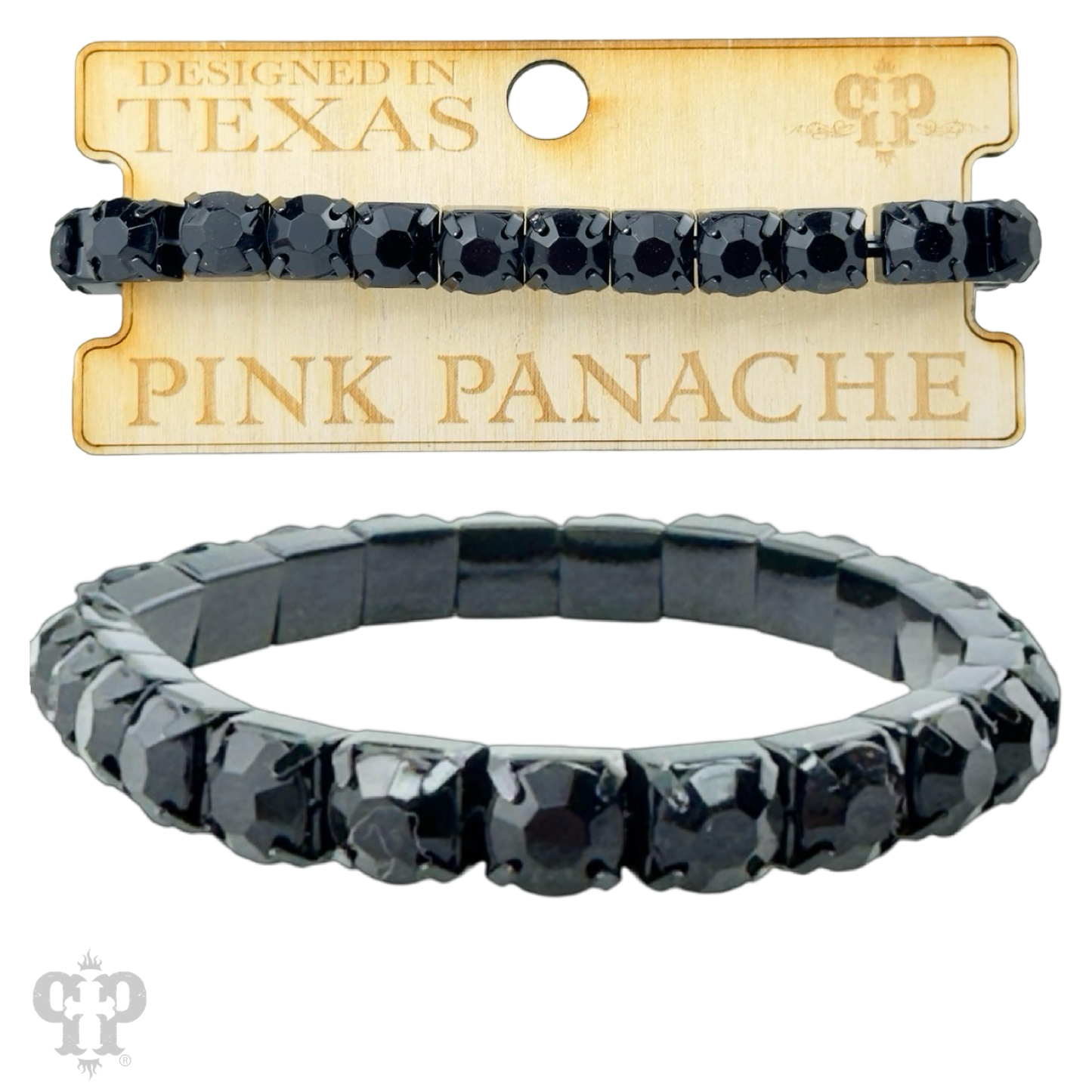 Prong set rhinestone stretch bracelet