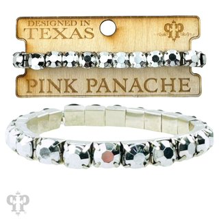 Prong set rhinestone stretch bracelet