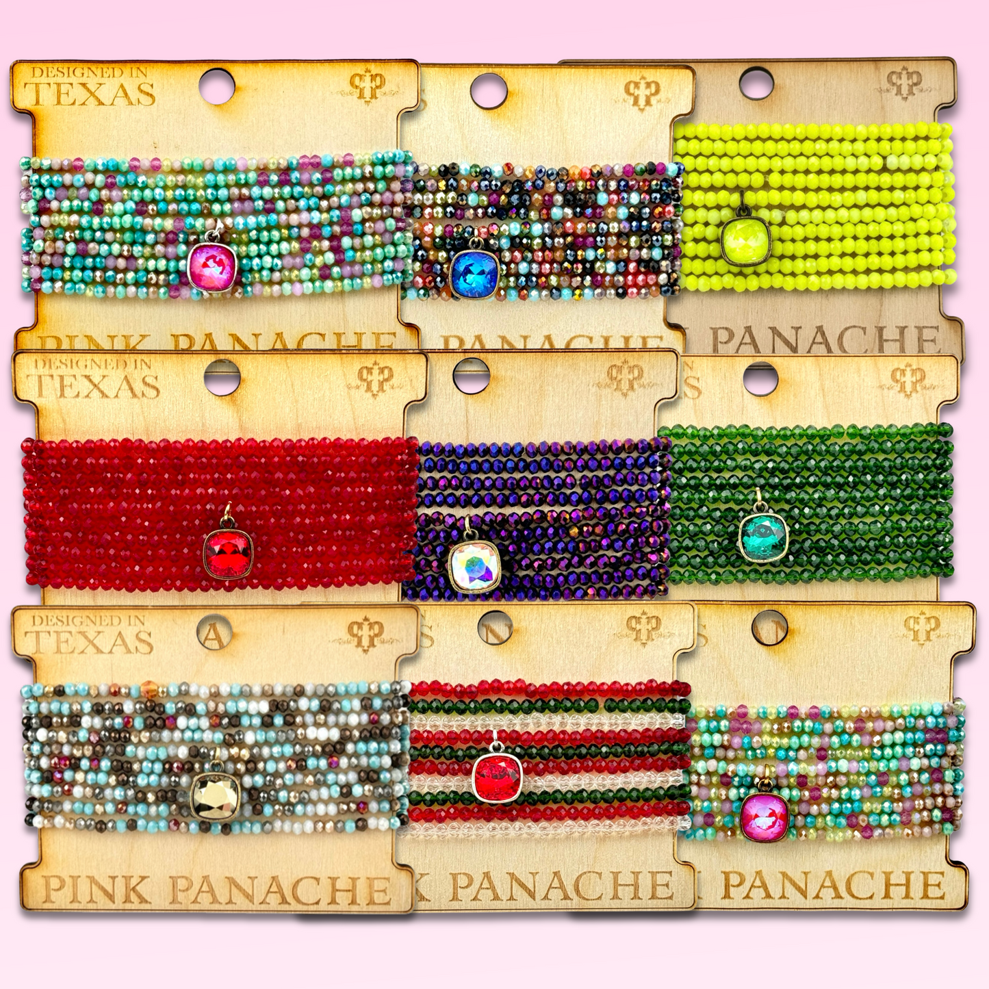 Faceted small bead bracelet set with Austrian crystal