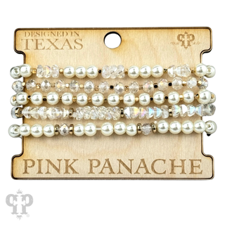 Pearl and faceted bead bracelet stack