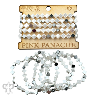 Iridescent pearl clover shape bracelet stack