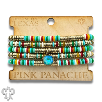 Multi-color disc bead bracelet stack, Austrian crystal